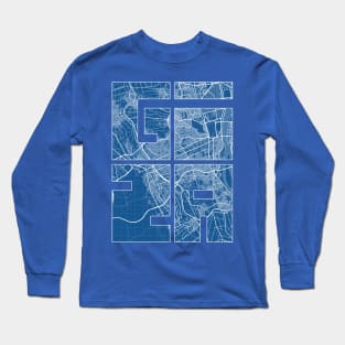 Giza, Egypt City Map Typography - Blueprint Long Sleeve T-Shirt